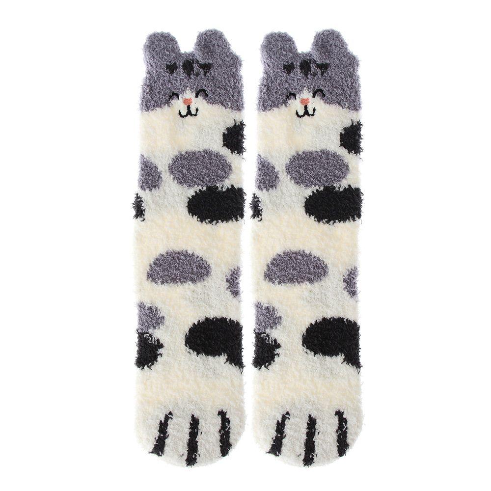 Подарок Пушистый мягкий плюшевый носок для сна Носки для пола Носки с рисунком лап Коралловые бархатные носки Кашемировые носки