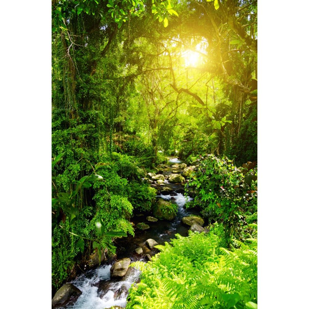 Spring Natural Scenery Forest Photography Backdrop Tropical Jungle Green Forest Tree Adventure Baby Portrait Photo Background