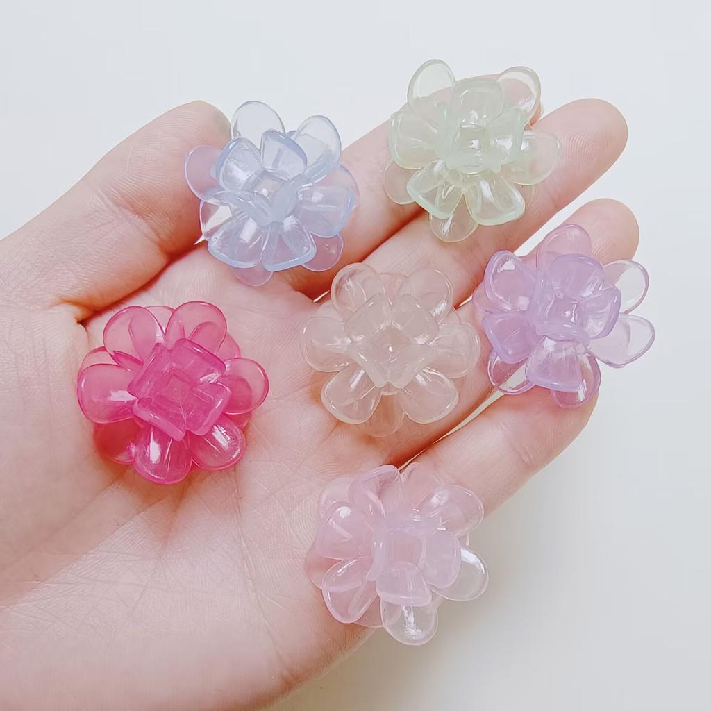 New Arrive 100Pcs/Bag 27*16MM Transparent Flowers Flatback Resin Cabochon Spring 3D Floral Shaped Embellishments for Jewelry DIY