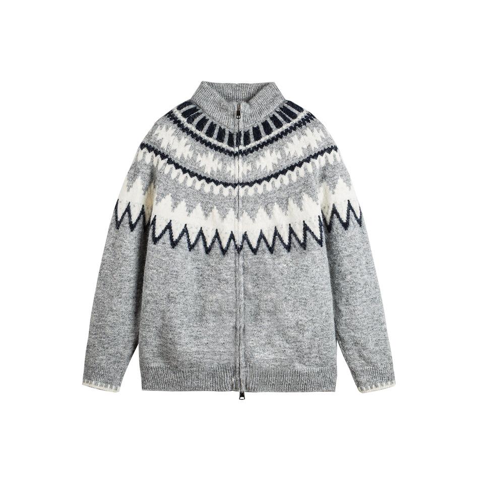 Унисекс кардиган на молнии в стиле Fair Isle OLDTRIBE - Модный осенне-зимний свободный трикотаж M38