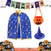 Child Witch Costume Unique Anime Cosplay Cape Hat Set Sparkling Pentagram Design with Pumpkin Bag Halloween Party Supplies