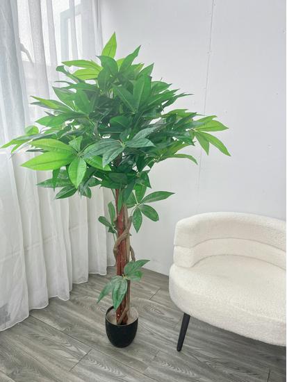 Eco-friendly Artificial Money Tree Bonsai with Real Trunk - Floor-standing Home Decor for Entrance & Garden, Attracts Wealth.