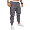 Men Cargo Pants Ankle-banded Thin Multi Pockets Drawstring Elastic Waist Solid Color Gym Traning Sweatpants Long Outdoor Trousers