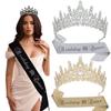 Золотая Корона для Женщин Хрустальные Тиары Принцессы Стразы Королевская Повязка на Голову Свадебные Свадебные Аксессуары для Волос День Рождения Конкурс Вечеринка Церемония Вступления во Взрослую Жизнь