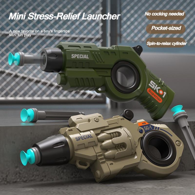 EDC Игрушка-спиннер Мини-бластер, набор из 2 шт. с кольцом-спиннером, включает 6 дротиков на присосках, игрушка для снятия стресса, подарок для мальчиков и подростков