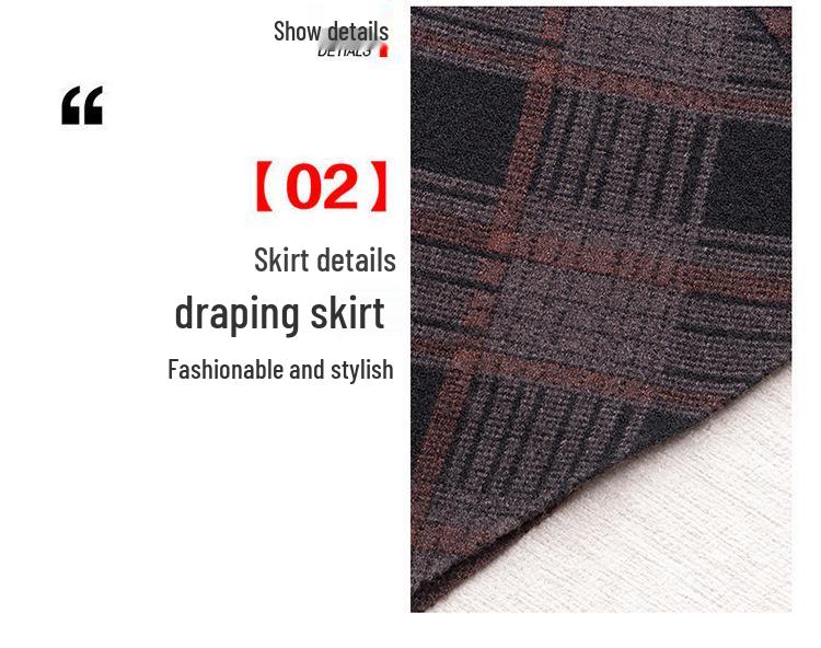 Клетчатая трикотажная миди-юбка А-силуэта с эластичной талией - Коллекция Осень 2025