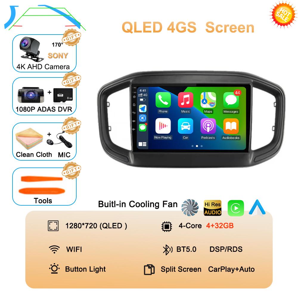 Android 14 Auto Carplay для Fiat Strada 2020 2021 2022 Автомобильный радиоприемник Мультимедиа Видеоплеер GPS-навигация Стерео 360 Камера WIFI