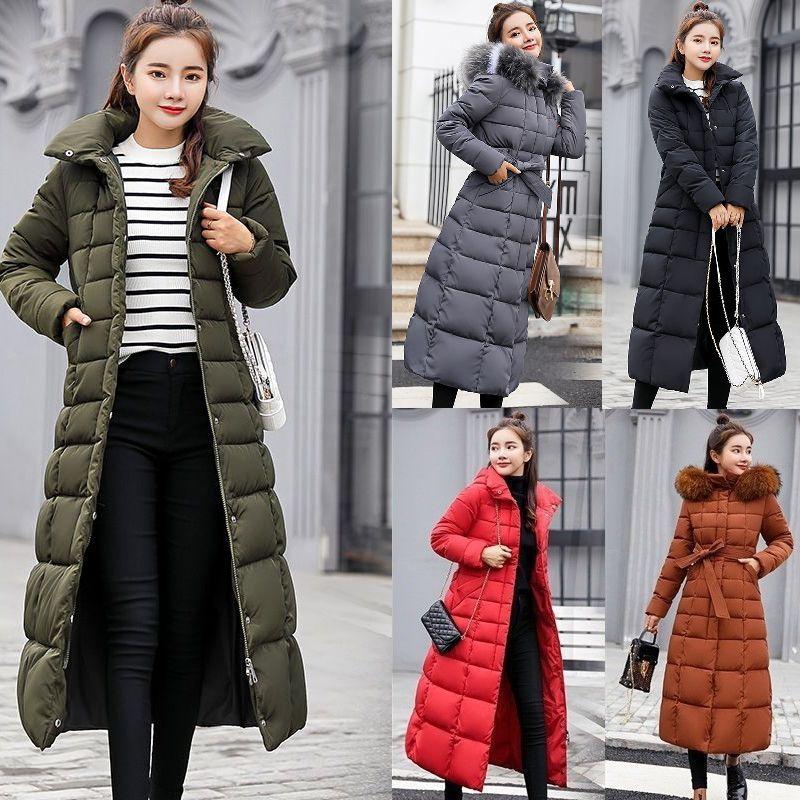 Women's Down Jacket Winter Hooded Long Fur Collar Thicken Coat Parka Warm Outwear