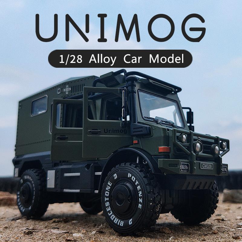 1/28 UNIMOG U4000 Автодом Сплавной Внедорожный Туринговый Автомобиль Модель Литая Игрушка Модель Внедорожника Звук и Свет Детский Подарок