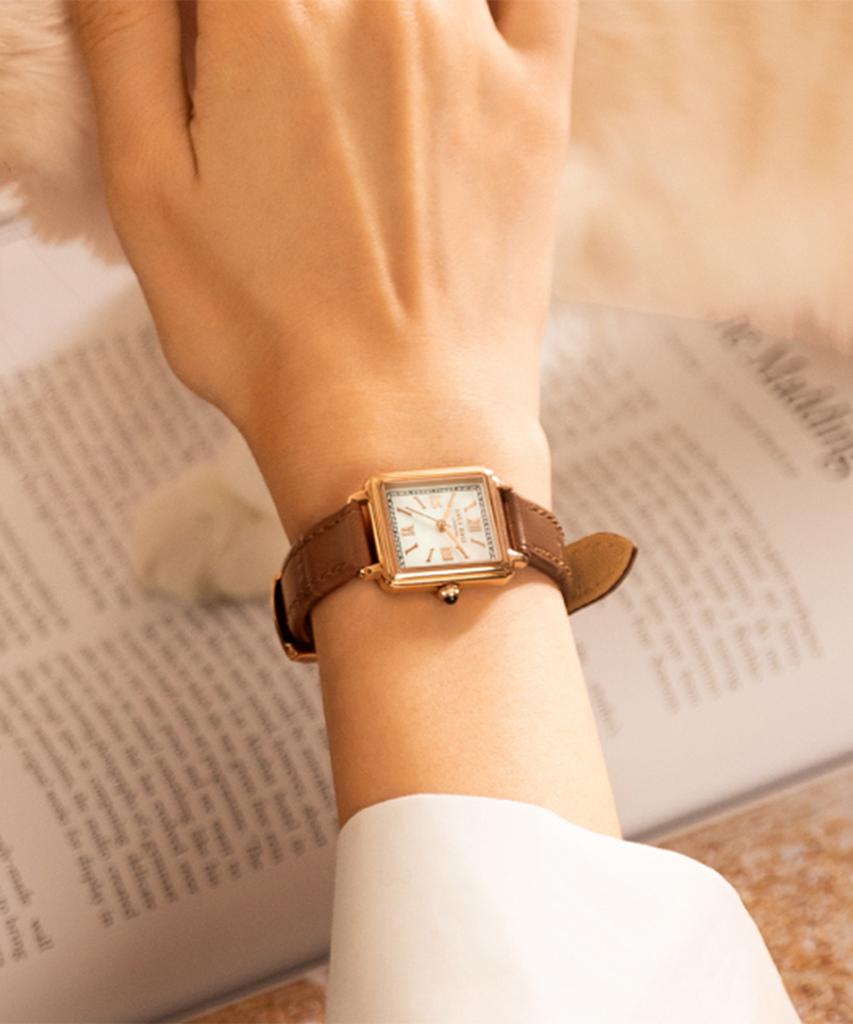 Lollalojeu New Cube Mother-Of-Pearl Women'S Leather Watch
