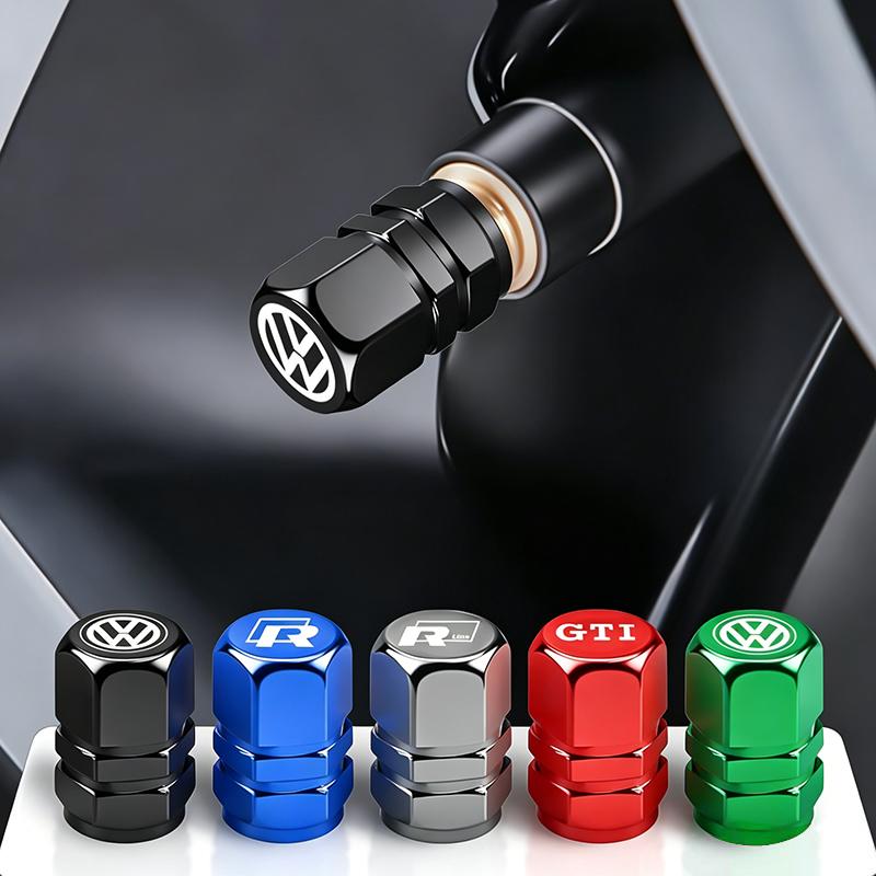 4Pcs Car Wheel Air Stem Cover Tire Valve Dustproof Caps For VW GTI Polo Golf MK6 Passat Tiguan Arteon ID.3 Jetta T-ROC CC MK7 B6 sdzh1
