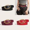 Grain Stone Womens Pu Leather Belt With Twists Oval Metal Buckle Everyday For