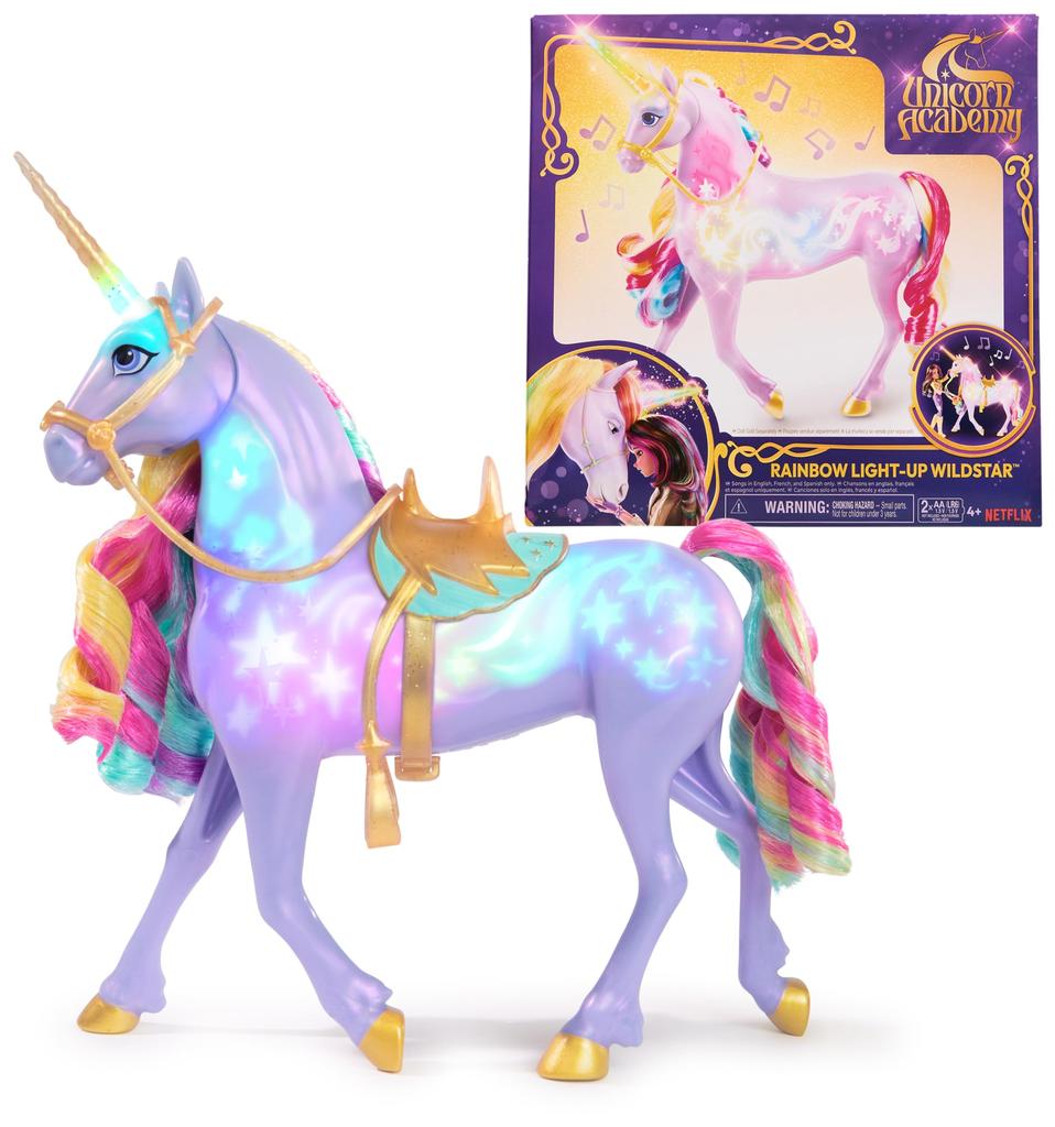 Unicorn Academy Interactive Rainbow Light-Up Wild Stars with Lights, Sounds & Music, Doll & Unicorn Toy for Ages 4+