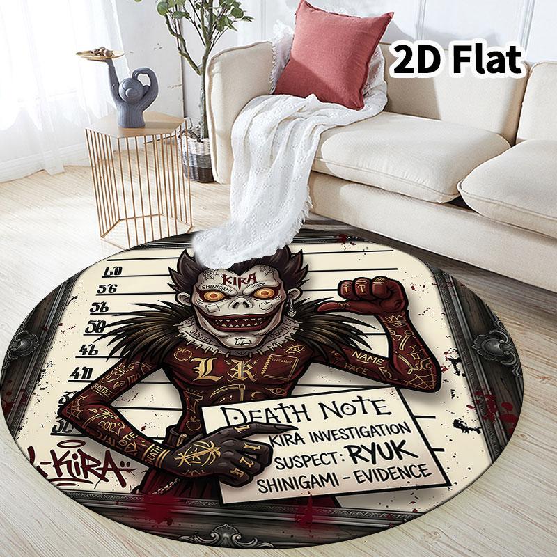 Death Note Round Area Rug Carpet Rug For Living Room Bedroom Sofa Playroom Decor Nonslip Floor Mat