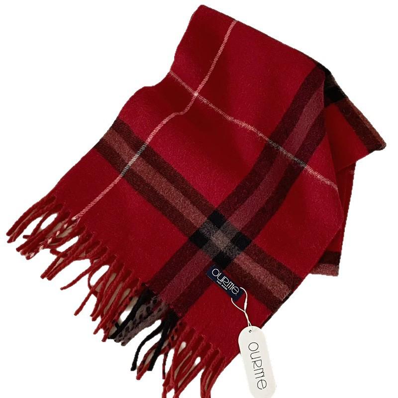 Women's Plaid Scarf Sweet and Western-style Blend Wool Shawl Long Warm Scarf