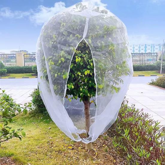 Fruit Tree Netting Cover with Zipper Drawstring Design Ultra-Fine Mesh Transparent Bird Insect Garden Netting Plant Cover