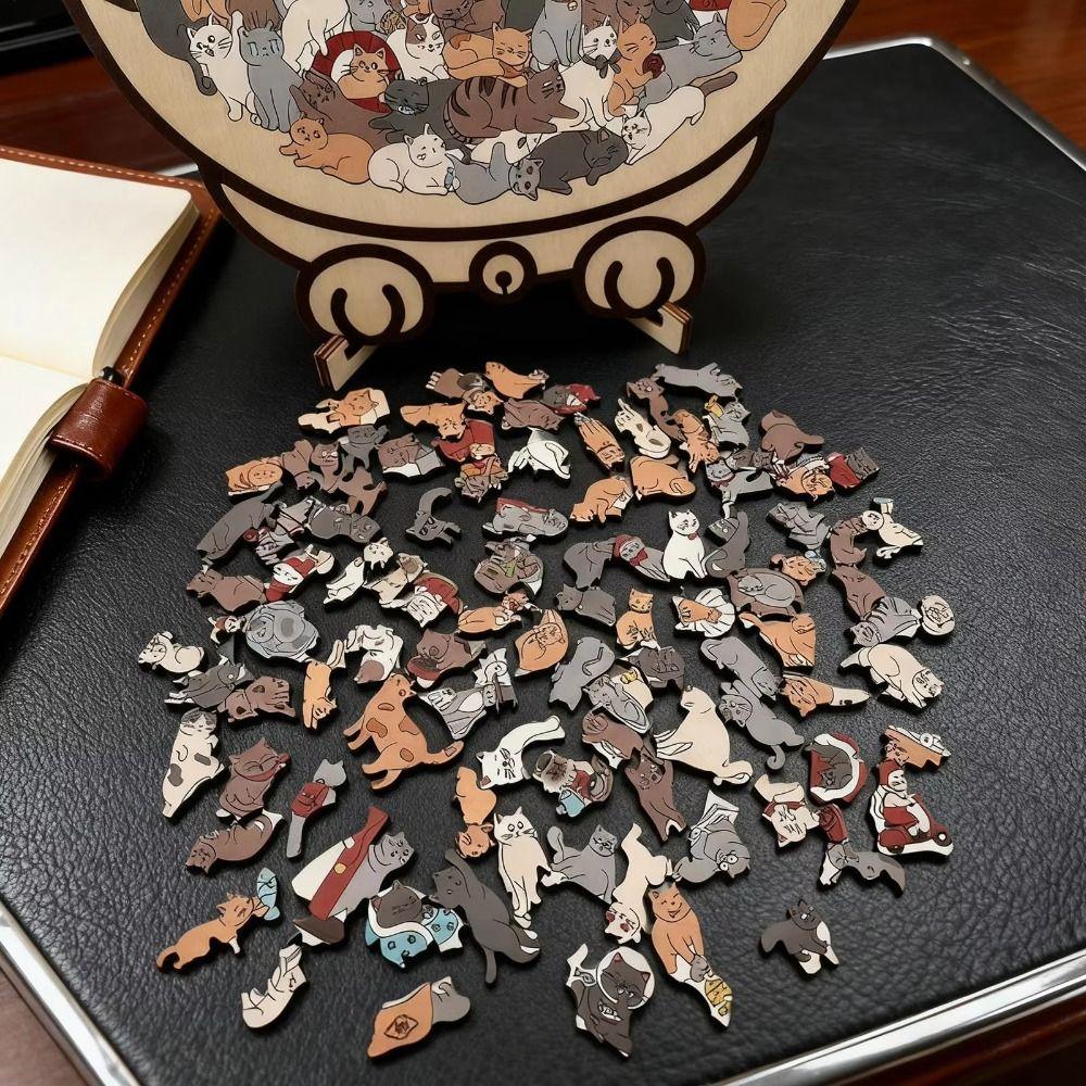 Милый котенок Пазл в форме кошки Пазл с животными Уникальный пазл неправильной формы Деревянный пазл с кошкой Для взрослых