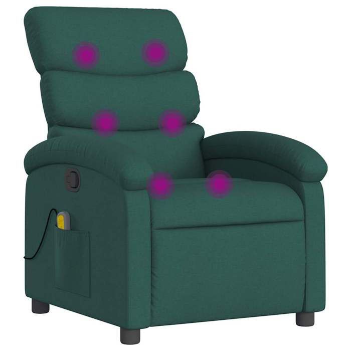 VidaXL Reclining Massage Armchair Dark Green Fabric 371707
