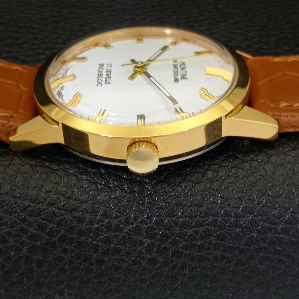 ВОССТАНОВЛЕННЫЕ ПОЗОЛОЧЕННЫЕ ВИНТАЖНЫЕ ШВЕЙЦАРСКИЕ МУЖСКИЕ ЧАСЫ MONTINE 17J WINDING a285405-10 Montine-a285405-2