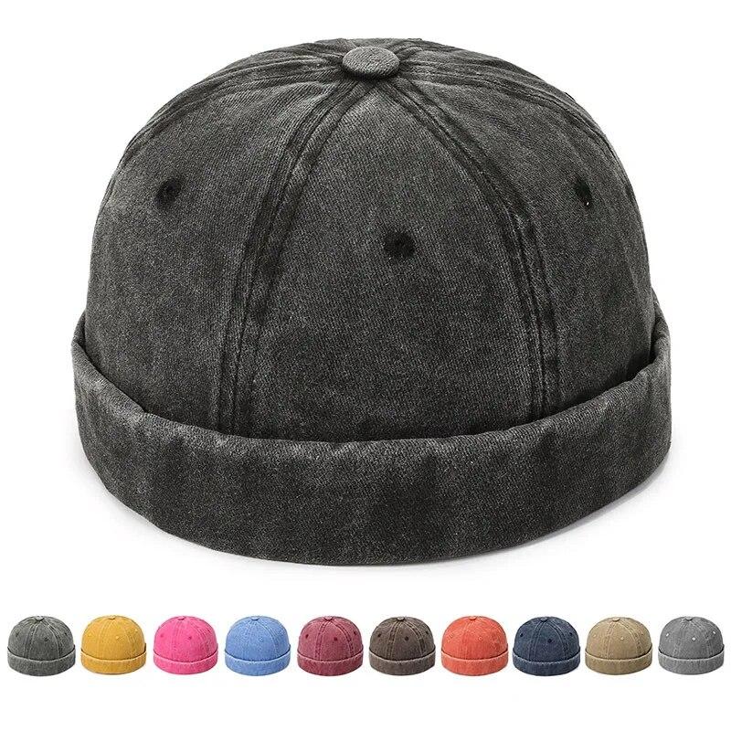 Шляпа Hatsmen's Four Seasons Denim Cloth Gua Skin, Street Bare Panel, Landlord Hat, Personality Fashion, Retro Outdoor Trend