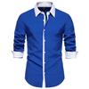 Мужские повседневные рубашки с длинным рукавом в стиле пэчворк, деловая рубашка контрастного цвета в уличном стиле с пуговицами для мужчин