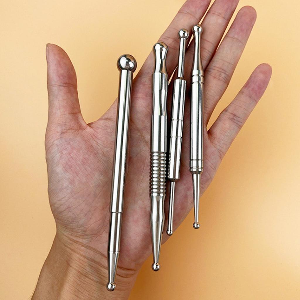Manual Acupressure Pen Stainless Steel Deep Tissue Massage Guasha Reflexology Pressing Point Massager for Hands Feet BJ006
