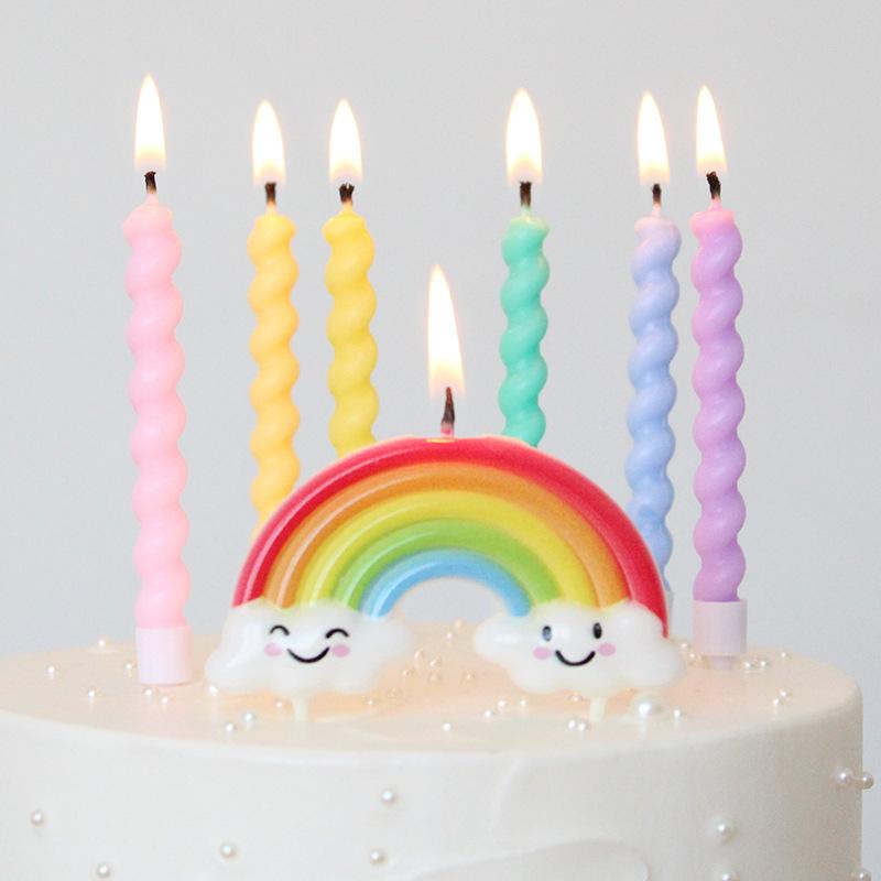 Ins Wind Romance Rainbow Memory Frozen Candle Set Creative Party Baking Like Spiral Colored Candle