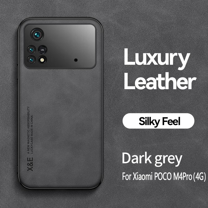 For Xiaomi Poco M4 Pro 4G Case Magnetic Holder Silicone Phone Case For PocoM4Pro Poko Little M 4 Pro M4Pro 4G Leather Back Cover
