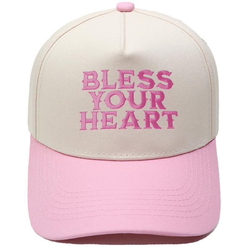 BLESS YOUR HEART Truck driver hat embroidered retro color matching baseball cap European and American men's and women's leisure