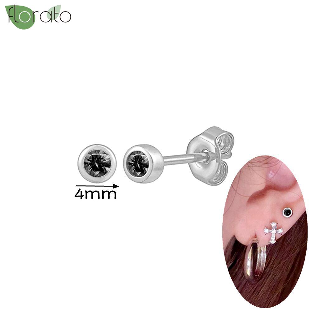 Серьги-подвески из серебра 925 пробы, модные, с черным цирконом, новые, маленькие круглые/крестообразные кольца для женщин, пирсинг, ювелирные изделия