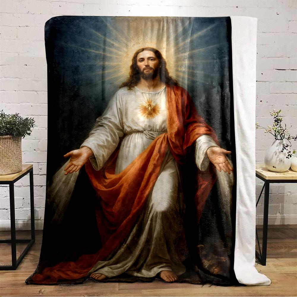 Sacred Heart of Jesus Art BlanketFlannel blanket for bedroom, living room, sofa, and nap