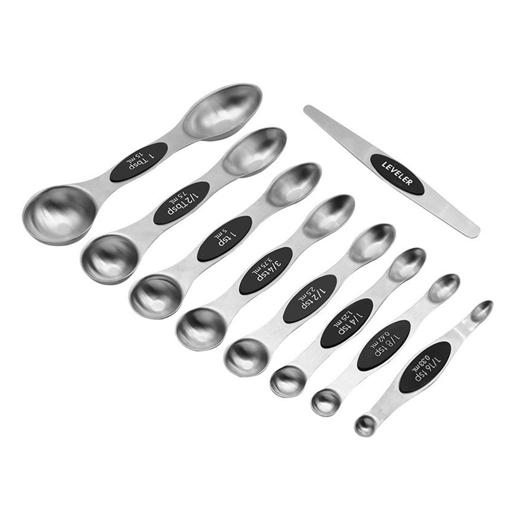 Магнитный набор мерных ложек 9 шт. Многофункциональные двухсторонние штабелируемые ложки для приправ Кухонные принадлежности