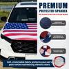 American Flag Car Hood Cover 63 X 47 Inch Stretchable Polyester Spandex Fabric Fits Most Cars Trucks SUVs with Small Decorative Flags Secure Clips