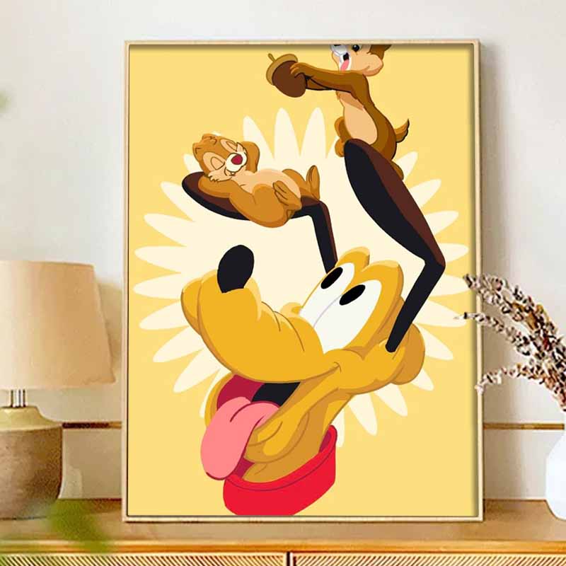 Disney Diamond Art Painting Kit – Chip n Dale Sparkling Craft, Home Wall Decor, Handmade Gift