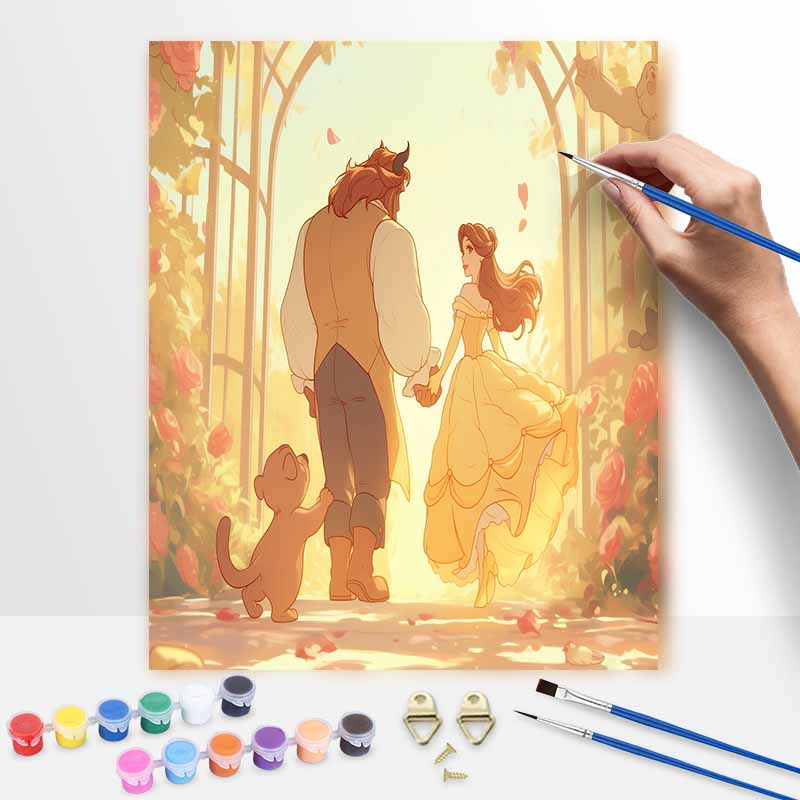Disney Beauty and the Beast Oil Painting Kit Canvas DIY Home Decor Gift