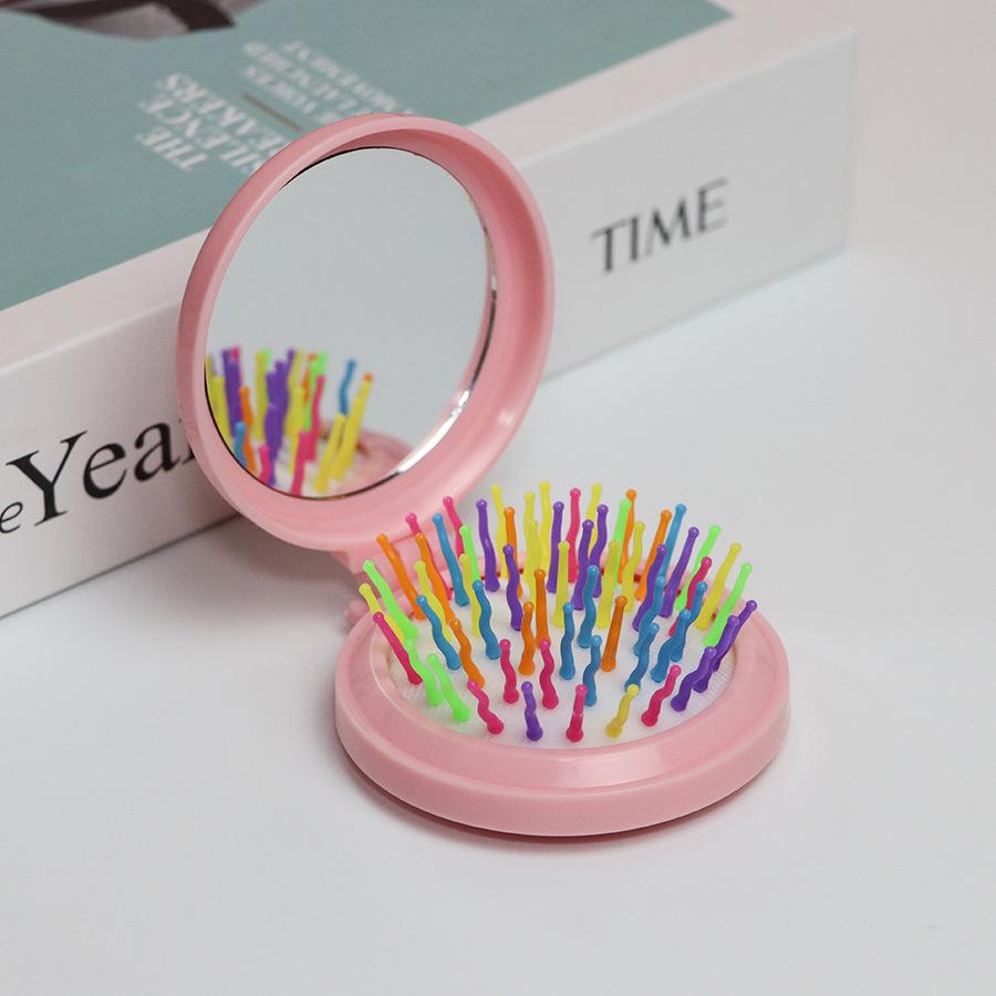 Компактная складная расческа с зеркалом и массажем воздушной подушкой для девочек