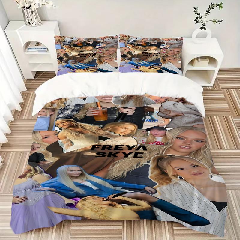 3Pcs Freya Skye Fashion Collage Bedding Sets For All Sizes New 3D Printed Bed Cover Comforter Duvet Cover Pillowcase Bedroom Decoration