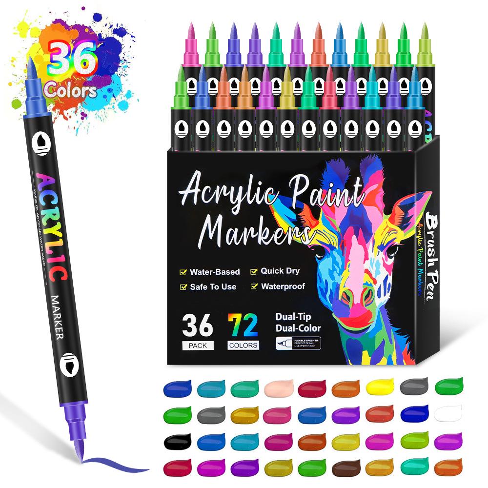 Двусторонний акриловый маркерный набор для детей, 72 цвета, stationery для рисования