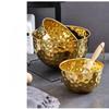 1pcs Gold Stainless Steel Hammer Point Fruit Bowl Salad Plate Egg Pot Thickened Baking Mixing Cooking Bowl Creative Decoration
