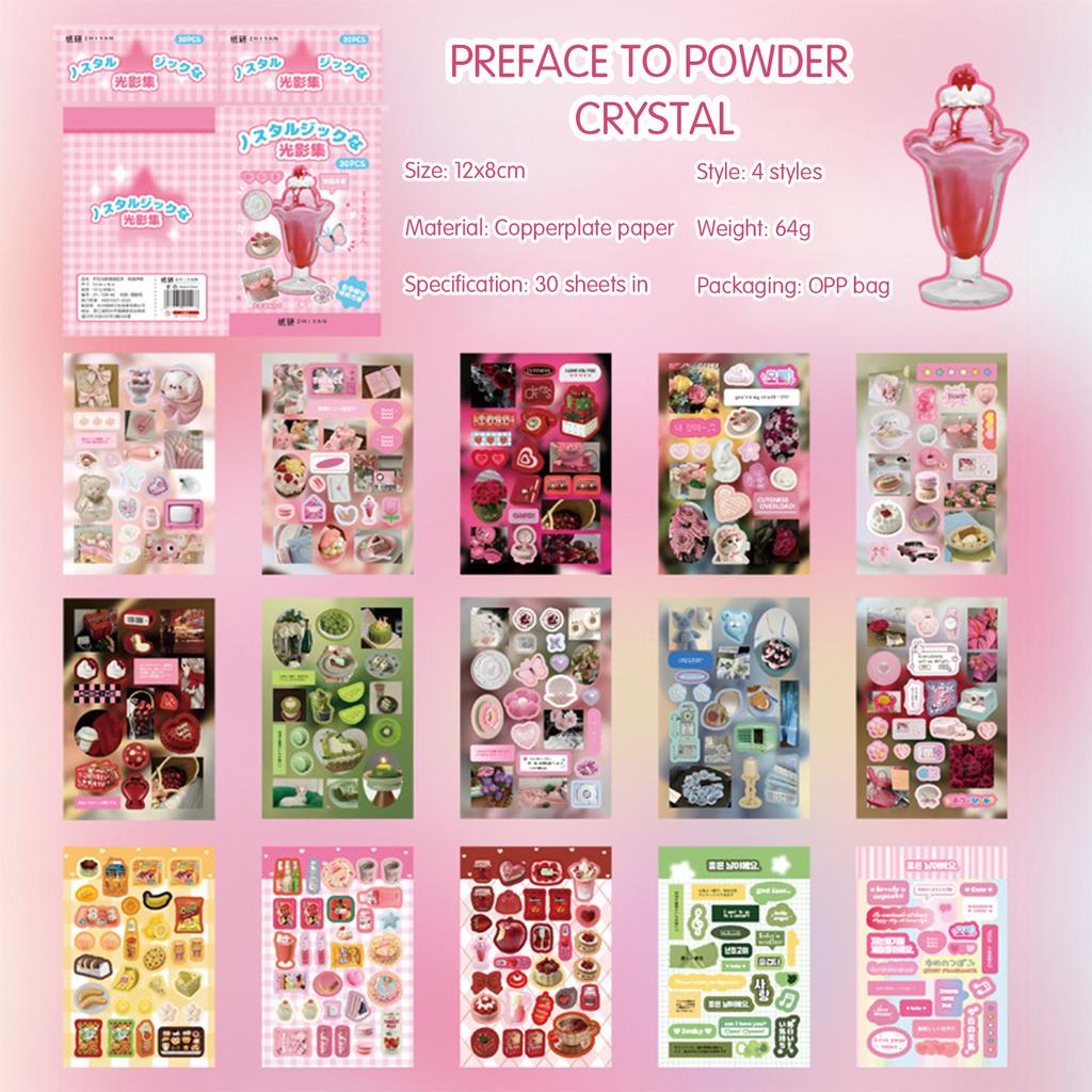 30pcs Vintage Retro Sticker Book Scrapbooking Stickers for Journaling DIY Crafting Food Theme Decorative Stickers