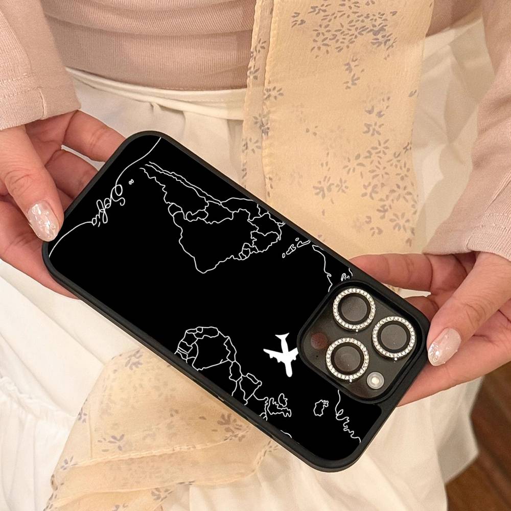 Чехол для телефона в виде самолета для iPhone Черный Жесткий Пластик 17 Air 16 15 14 13 12 11 Pro Max PC TPU Чехол