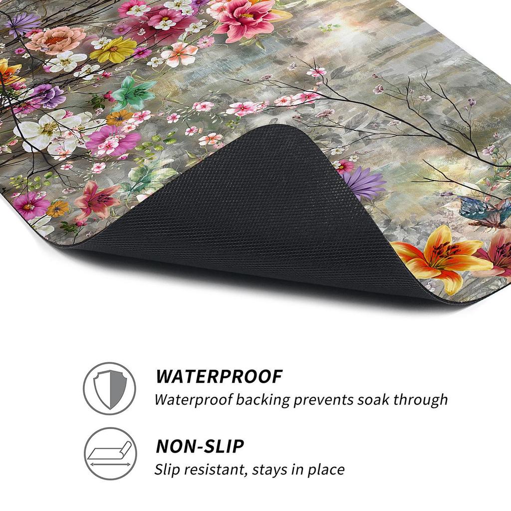 Красочный цветочный пылезащитный коврик для стиральной машины - Нескользящий, простой в уходе и солнцезащитный.