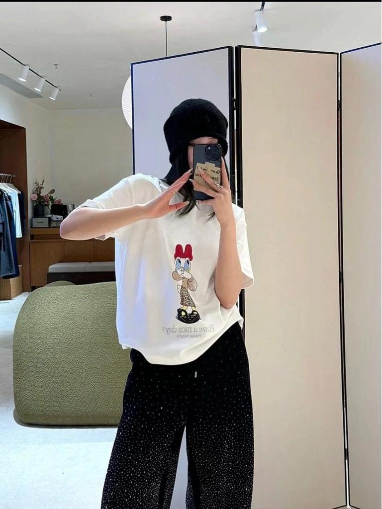 2026 Spring Women's Casual Cartoon Print Round Neck T-shirt - Short Sleeve, Versatile, New Arrival