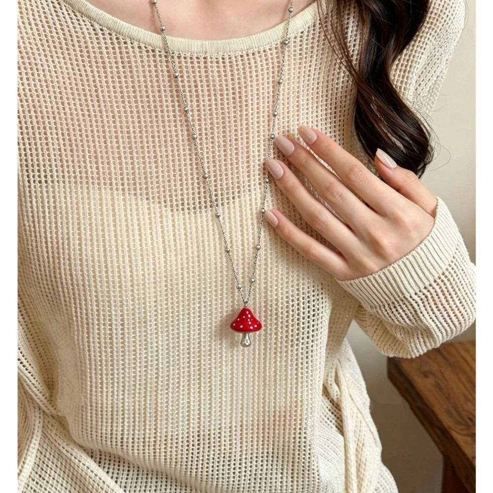 Colorful Mushroom Pendant Necklace Enamel Mushroom Fashion Necklace Sweet Women's Necklace Women