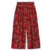 Summer Wide Leg Pants Women Plus Size Loose Vintage Print High Waist Oversize Pants Middle-aged Women's Clothing