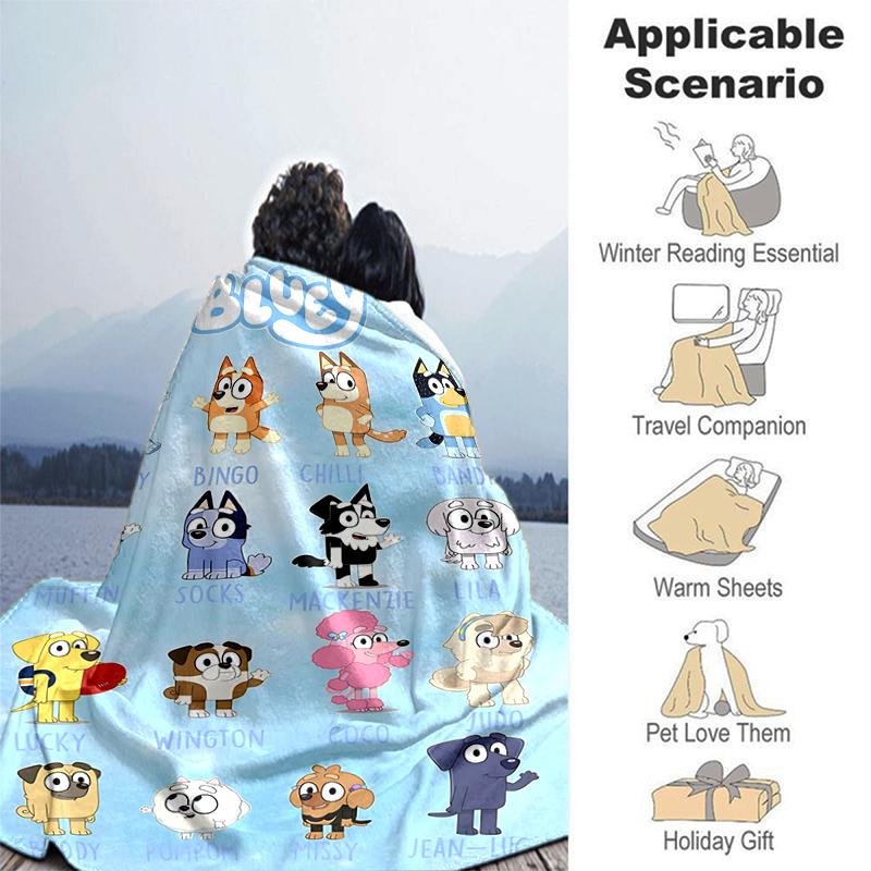 1Pc Bluey Friends Collage Blanket Soft And Comfortable Casual Warm Camping Travel Christmas Halloween Gift M92169