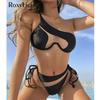 Sexy One Shoulder Underwired V-Bar Bikini Female Swimsuit Women Swimwear Two-pieces Bikini Set Bather Bathing Suit Swim