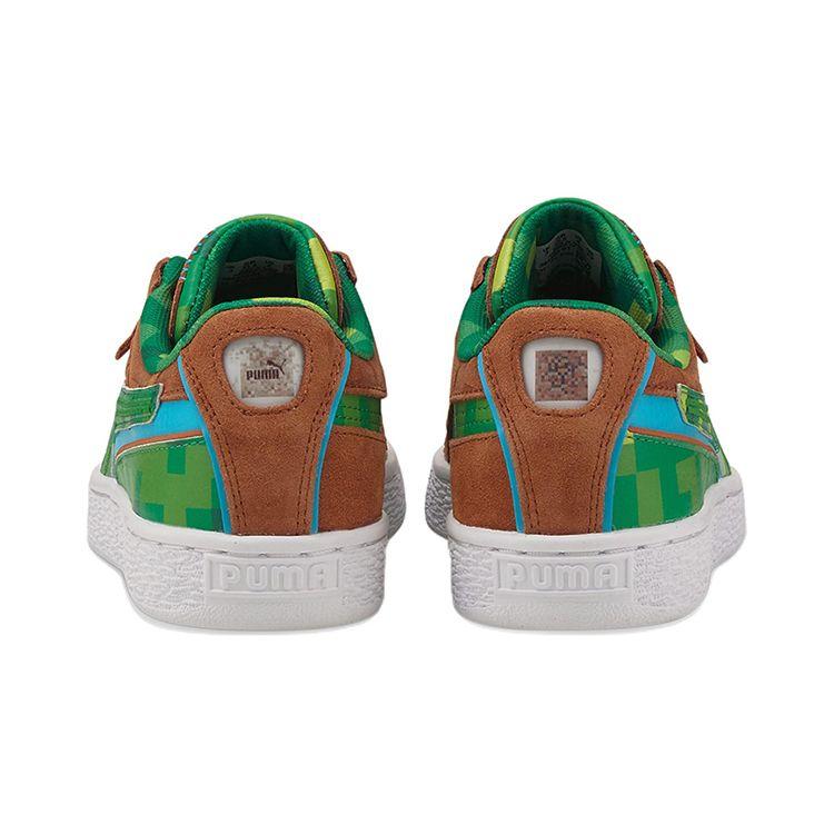 Кроссовки детские Minecraft x Puma Suede Jr Блок Травы Коричневый Монах-Коричневый Папоротник-Зеленый 384485-01