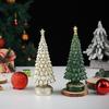Resin Christmas Tree Figurine Small Tabletop Christmas Tree Decoration with Star Topper for Home Office