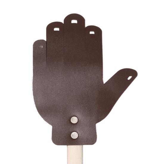 Heavy Duty Faux Leather Fly Swatter with Wood Handle Efficient Insect Catcher Comfortable Grip Easy to Store Palm Shape